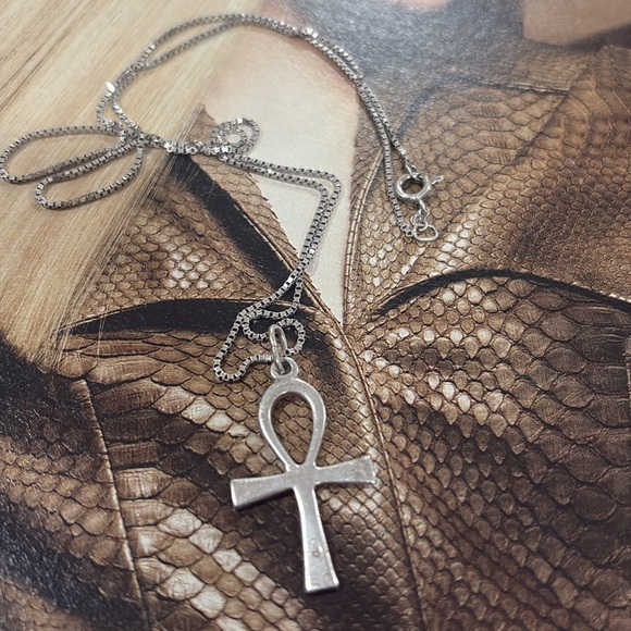 Vintage Sterling Silver LARGE Ankh Pendant set - Picture 1 of 6